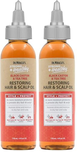 Dr. Miracle'S Strong & Healthy Restoring Oil With Black Castor Oil Tea Tree Oil And Mango Butter For 2X Moisture - 4Oz (Pack Of 2)