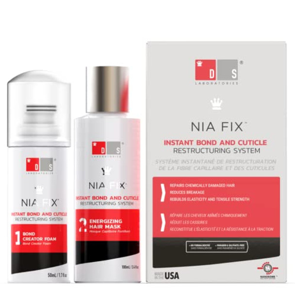 Ds Labs Nia Fix Bond Care Treatment - 2-Step Strengthening & Smoothing System For Damaged Hair Helps Reduce The Look Of Split Ends & Breakage From Color Bleach & Heat