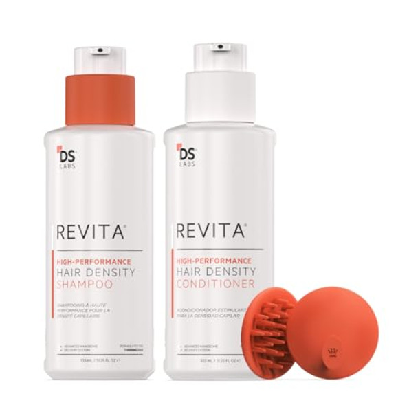 Ds Labs Revita Shampoo & Conditioner 925Ml & Scalp Massager– High-Performance Hair Density Kit Volumizing Thickening Fuller Sulfate & Silicone For Men & Women 925Ml Packaging May Vary