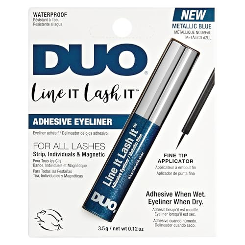 Duo Line It Lash It Lash Glue Liner – Metallic Blue 2-In-1 Eyeliner & Eyelash Adhesive For Strip & Cluster Lashes 0.12 Oz