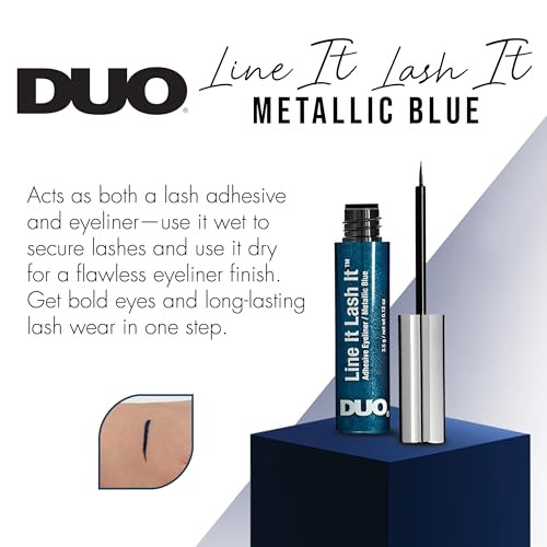Duo Line It Lash It Lash Glue Liner – Metallic Blue 2-In-1 Eyeliner & Eyelash Adhesive For Strip & Cluster Lashes 0.12 Oz