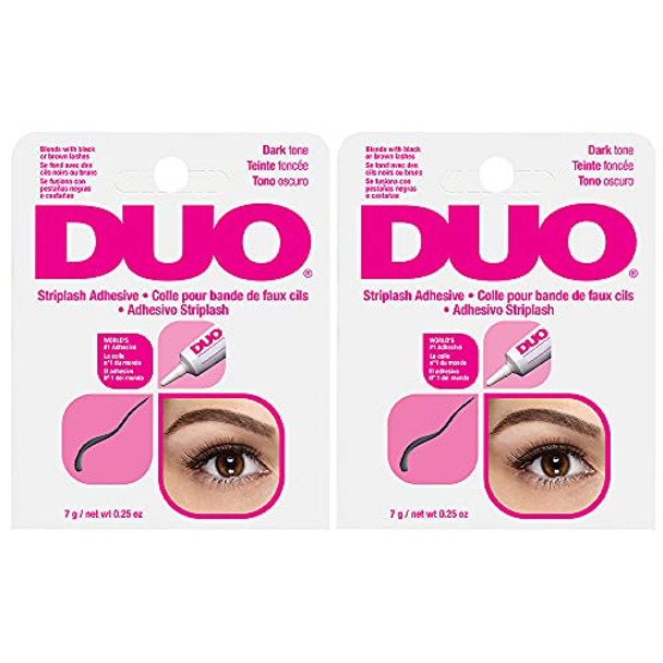 Duo Eyelash Glue – Dark Tone Waterproof & Long-Lasting Lash Adhesive For Strip Lashes 0.25 Oz 2 Pack