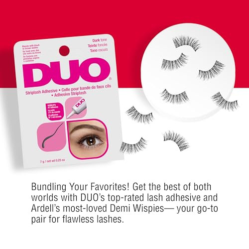 Duo Strip Eyelash Adhesive For Strip Lashes Dark Tone 0.25 Oz And Ardell Demi Wispies False Eyelashes With Invisiband Black 6 Pairs