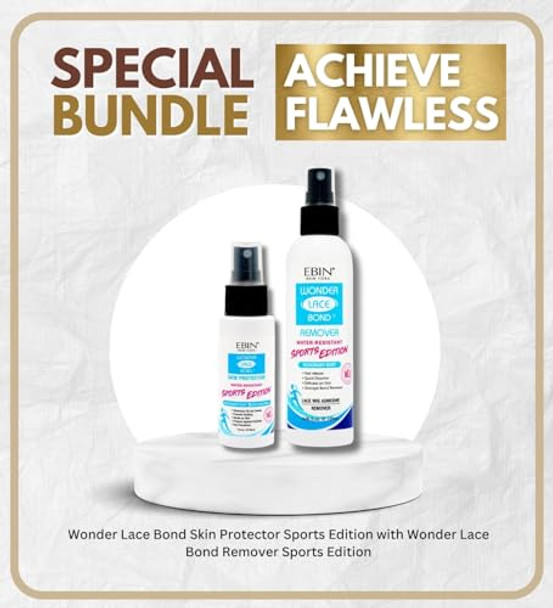 Ebin York Ebin Lace Melting Spray – Bond Skin Protector Sports Edition 60Ml Bundle With Bond Remover 120Ml By Ebin York – Protective Shield & Gentle Lace Wig Adhesive Removal – Set (2 Items)