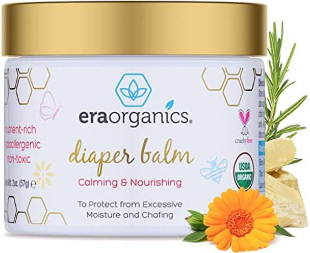 Era Organics Organic Baby Powder & Diaper Balm – Usda Organic Talc- Baby Powder & Diaper Ointment For Dry Sensitive Skin - All Natural To Help Excess Moisture Rash Or Chafing