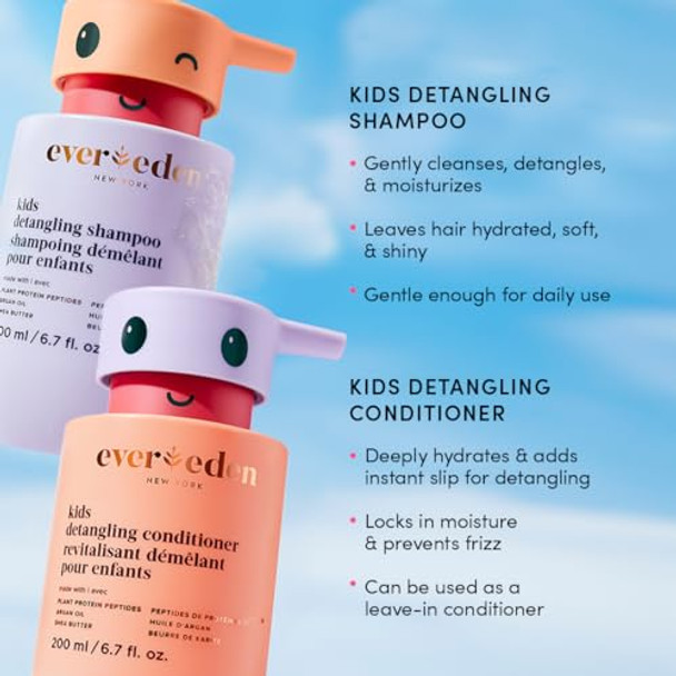 Evereden Kids Care Set: Detangling Shampoo & Conditioner Face Cream With Spf 20 And Detangling Hair Brush Gentle Non-Toxic Skin & Hair Care For Kids