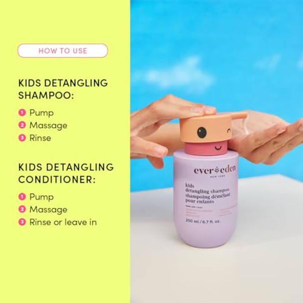 Evereden Kids Face & Hair Care Set – Multi-Vitamin Face Wash & Cream (Peach) Vegan Shampoo & Conditioner With Detangler Brush – Gentle Nourishing Daily Routine For Kids