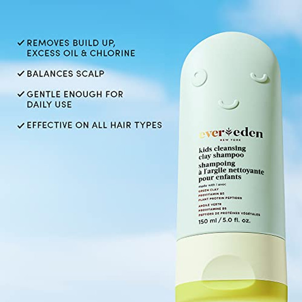 Evereden Kids Hair Care: After Swim & Sports Shampoo With Cleansing Clay & Detangling Hair Brush Detoxifies Hair & Scalp From Chlorine Dirt & Sweat Gentle Vegan Haircare For All Hair Types