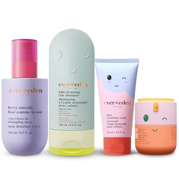 Evereden Kids Haircare & Skincare Set: Detangler Spray Cloud Face Wash & Spf 20 Mineral Face Cream After Swim Shampoo Clean Vegan Non-Toxic Hair & Skin Care For Kids 3+