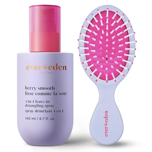 Evereden Kids Hair Care Set: 4-In-1 Leave-In Hair Detangling Spray & Pain- Hair Brush Detangle Moisturize Strengthen & Protect Gentle Easy Hair Care For All Hair Types
