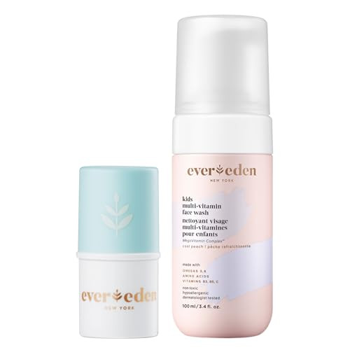 Evereden Kids Face Wash: Cool Peach 1.7 Oz. & Kids Lip Balm 0.13 Oz Clean And Non-Toxic Kids Products Multi-Vitamin Skin Care For Kids