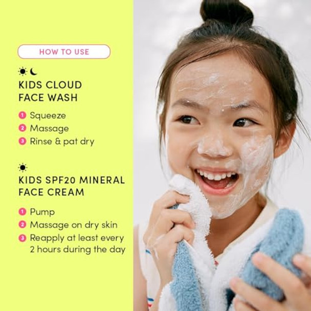 Evereden Kids Happy Morning Duo With Spa Headband For Girls: Clean & Vegan Skin Care For Kids Bundle Kids Skin Care Cloud Face Wash + Spf 20 Mineral Face Cream Non-Toxic Easy-To-Use Skincare For Kids