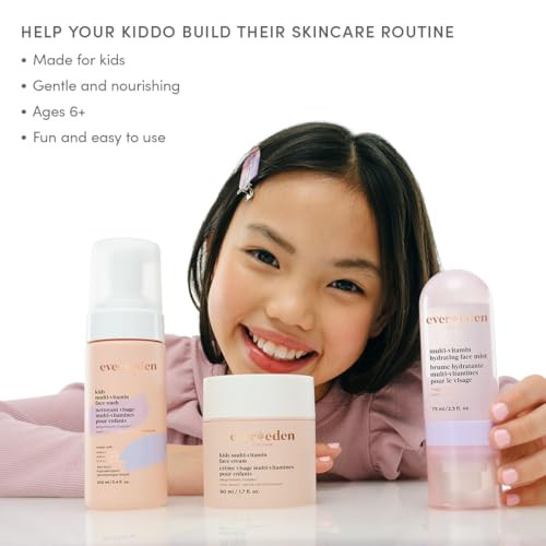 Evereden Happy Face Duo Barbie Edition & Multi-Vitamin Hydrating Mist Set: Multi-Vitamin Kids Face Wash & Cream Preppy Skincare Spray & Barbie Bundle - Gentle Clean & Vegan