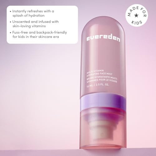 Evereden Kids Ruby Red Tinted Non Toxic Lip Gloss & Kids Multi-Vitamin Hydrating Face Mist Set: Nourishing Preppy Skincare Face Spray And Safe Girls Makeup For 6 & Up - Nourish Moisturize & Protect