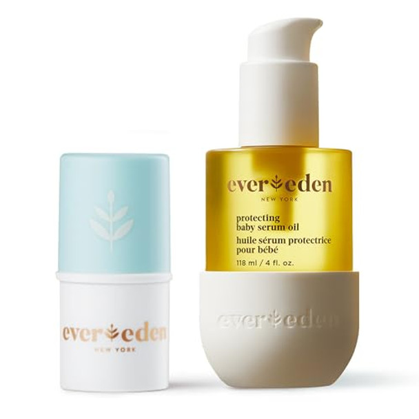 Evereden Baby Lip Balm & Protecting Massage Oil Set Clean Non-Toxic & Fragrance- Baby Care Gentle Skincare For Borns Made With Safe Ingredients