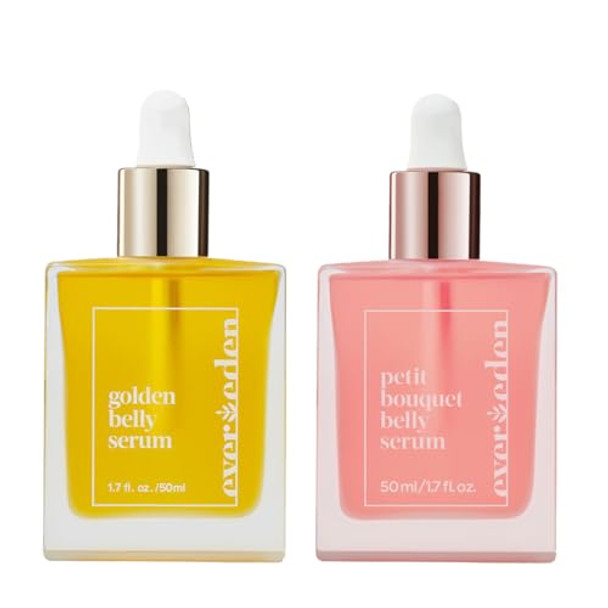 Evereden Golden Belly Serum 1.7 Fl Oz. & Petit Bouquet Belly Serum 1.7 Fl Oz. Clean & Vegan Women'S Belly Oil For Pregnancy And Postpartum Maternity Skincare Non-Toxic Ingredients