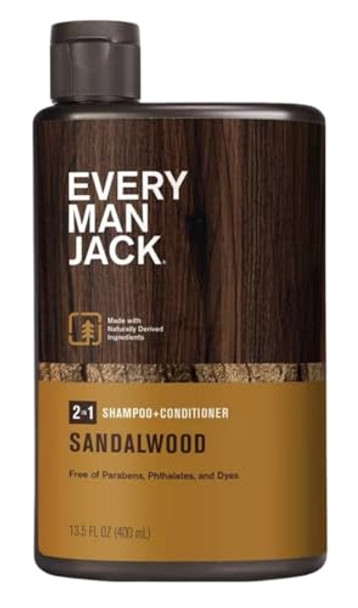 Every Man Jack Shampoo 2-In-1 Sandalwood 13.5 Ounce (400Ml) (Pack Of 6)