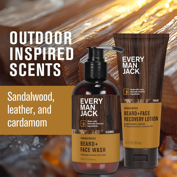 Every Man Jack Men'S Beard + Face Wash & Lotion Set - Subtle Aged Bourbon Scent - Naturally Cleanse And Condition Your Beard & Skin