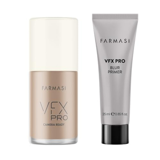 Farmasi Vfx Pro Natural Beige And Vfx Pro Primer Long Lasting Liquid Foundation Set Skin Moisturizer Advanced Breathable Hydrating Full Coverage Makeup For Face Makeup Set