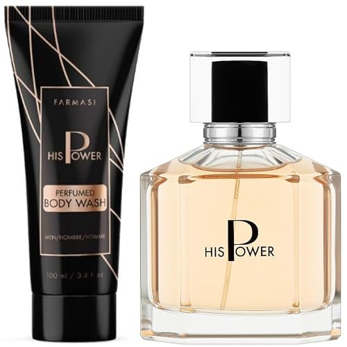 Farmasi Set: Men'S Perfumed Shower Gel His Power 100Ml/3.38Floz & Men'S Perfumed Water His Power 100Ml/3.38Floz - Refreshing Cleansing Invigorating Scent Long-Lasting Fragrance Masculine Scent