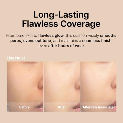 Farmstay Black Snail & Peptide 9 Perfect Cushion Foundation Full Coverage Lightweight Skin-Fit Smooth Radiant Finish Korean Cushion Foundation (#23 Natural Beige 0.53 Fl Oz)