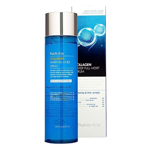 Farmstay Collagen Water Full Moist Serum 8.45 Fl. Oz/ 250Ml Moisturizing Serum With Hydrolyzed Collagen For Hydration And Elasticity Korean Skin Care