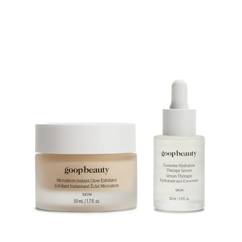 Goop Beauty Barrier Boost Kit 1.7 Fl Oz Microderm Instand Glow Exfoliator 1.0 Fl Oz Exosome Hydration Therapy Serum Simple Skin Care Routine