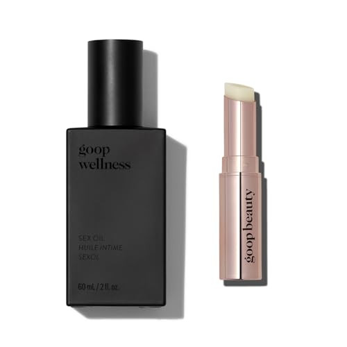 Goop Beauty Lip Balm And Massage Oil Bundle 1 Clear Moisturizing Lip Balm For Chapped Cracked & Dry Lips 2 Fl Oz Of Mess Oil For A Couples Massage Or Self Care Set