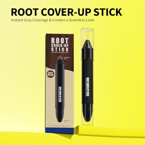 Gowwim Root Touch Up Stick Instant Gray Hair Cover Up Root Concealer Stick For Women & Men Dark Brown