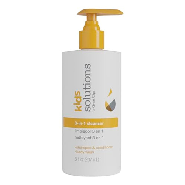 Great Clips Solutions Kids 3-In-1 Cleanser 8Oz All-In-One Shampoo Conditioner & Body Wash For Kids Recommended For Children Ages 4-10