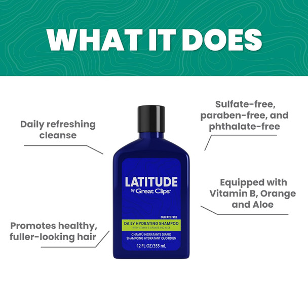 Great Clips Latitude Daily Hydrating Shampoo Men'S Shampoo That Promotes Full + Healthy Hair For All Hair Types 12Oz