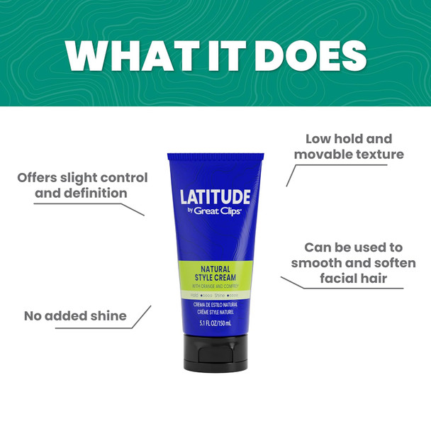 Great Clips Latitude Natural Style Cream Hair Gel For Men Low Hold + Low Shine 5.1Oz
