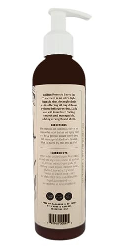 Griffin Remedy Leave-In Conditioner Treatment-Lightweight Moisture Formula To Smooth Frizz And Add Shine For All Hair Types-All Natural Sulfate Paraben 8 Fl Oz