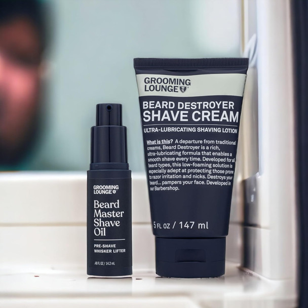 Grooming Lounge Beard Master Shave Oil - Eliminates Razor Drag And Burn - No Clogged Pores Or Residue - Can Be Used Solo Or With A Cream - Translucent Solution - No Parabens - Cruelty - .5 Oz