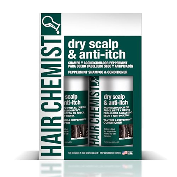 Hair Chemist Nourishing Dry Scalp & Anti-Itch Peppermint Shampoo 33.8 Oz. & Conditioner 33.8 Oz. 2-Pc Box Set - Hydrating Peppermint Shampoo & Conditioner Set Soothes Irritated Dry Scalp