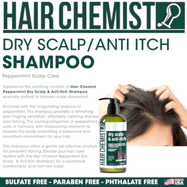 Hair Chemist Nourishing Dry Scalp & Anti-Itch Peppermint Shampoo 33.8 Oz. & Conditioner 33.8 Oz. 2-Pc Box Set - Hydrating Peppermint Shampoo & Conditioner Set Soothes Irritated Dry Scalp