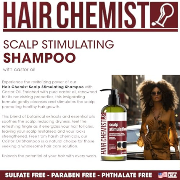 Hair Chemist Scalp Stimulating Castor Oil Shampoo 33.8 Oz. & Conditioner 33.8 Oz. Set - 2-Pc Box - Castor Oil Hair Shampoo And Castor Oil Hair Conditioner Set