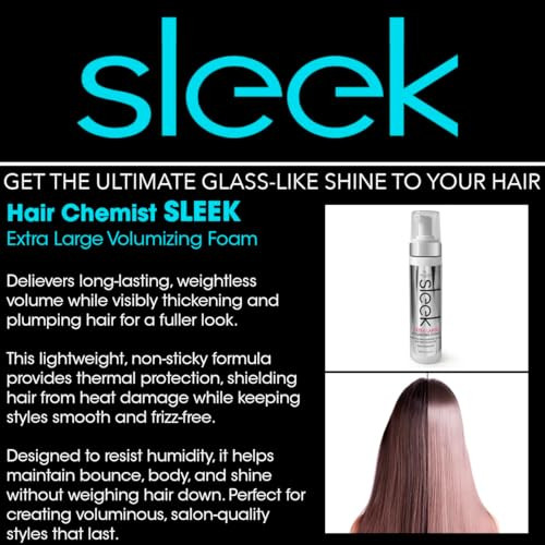 Hair Chemist Sleek Extra Large Volumizing Foam 8 Oz. - Natural Hair Volume & Thermal Protectant Frizz Volumizing Foam