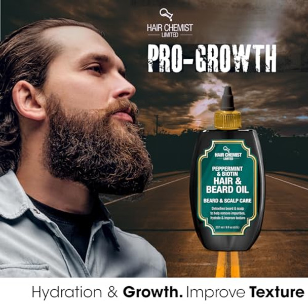 Hair Chemist Beard & Scalp Care Peppermint & Biotin Hair & Beard Oil 8 Oz.