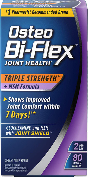 Osteo Bi-Flex Triple Strength with MSM Formula, Glucosamine Joint Health Supplement, Coated Tablets, 80 Count