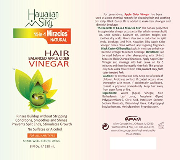 Hawaiian Silky Hawaiian Silky 14-In-1 Miracles Balanced Apple Cider Vinegar With Black Castor Oil 8 Fluid Ounce Brown 8 Fl Ounce