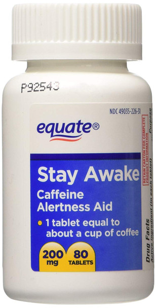 Equate Caffeine Stay Awake Tablets, 200 Mg, 80 Count