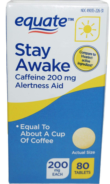 Equate Caffeine Stay Awake Tablets, 200 Mg, 80 Count