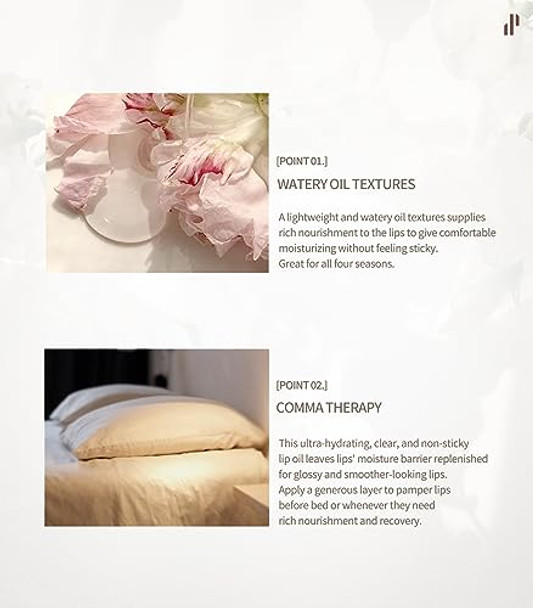 Heart Percent Commas On Life Essential Lip Essence #101 Lulluaby Watery Oil Clear Lipgloss Essence Intense Overnight Sleeping Lip Treatment 6G (0.2 Fl. Oz.)