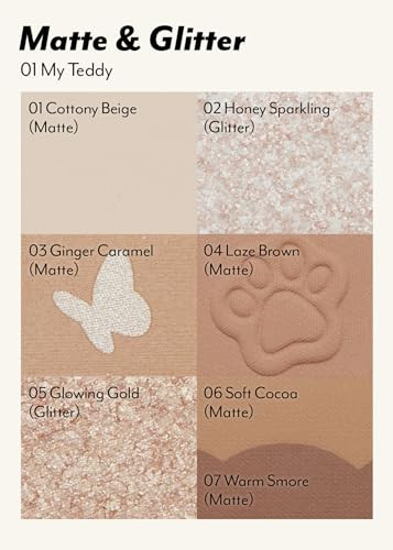 I'M Meme Wonder Soft Layer Palette 01 My Teddy 0.23 Oz + Afternoon Tea Blusher Blossom Tea Blended 0.4Oz Bundle