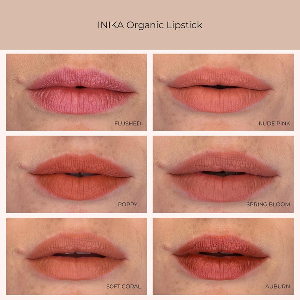 Inika Organic Lipstick Non-Toxic Vegan And Cruelty- Makeup Enriched With Jojoba Oil Moisturizing Shea Butter And Long-Lasting Pigment Nude Pink