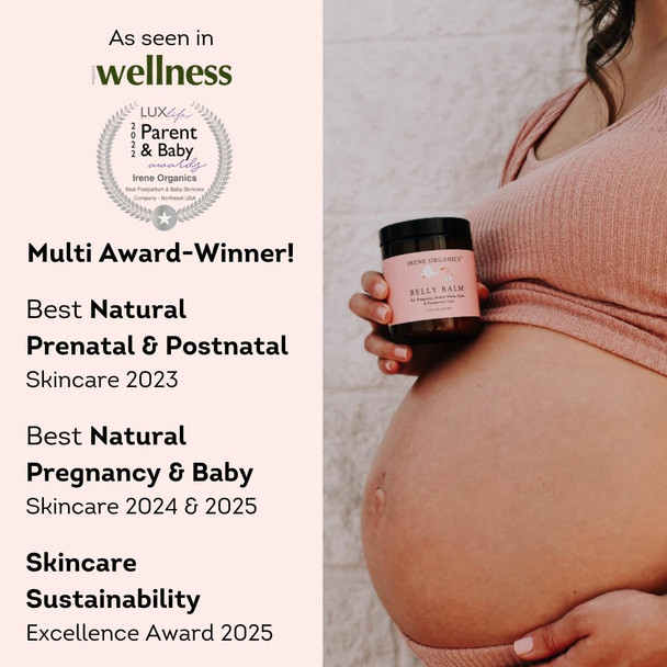 Irene Organics Organic Belly Butter For Pregnancy Stretch Mark Prevention And Treatment By Irene Organics - Award Winning Anti Stretch Mark Tummy Balm For Pregnancy And Postpartum 4Oz - Hydrating Bump Cream