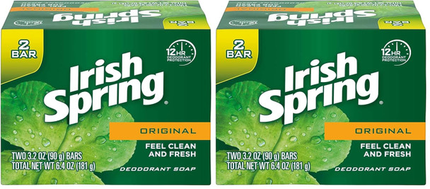 Irish Spring Original Deodorant Bar Soap 3.20 Oz Bars 2 Ea