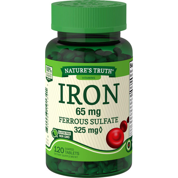 Nature's Truth Ferrous Sulfate Iron 65 mg Supplements, 120 Count