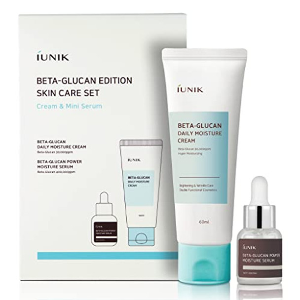 Iunik Beta-Glucan Edition Skincare Set (Cream 2.02 Fl.Oz. & Mini Serum 0.51 Fl.Oz.) - Featuring The Powerful Beta-Glucan To Moisturize Revitalize And Reinforce The Skin With Ewg-Green Ingredients